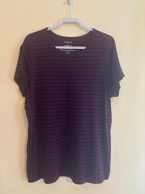torrid purple and black striped crew tee